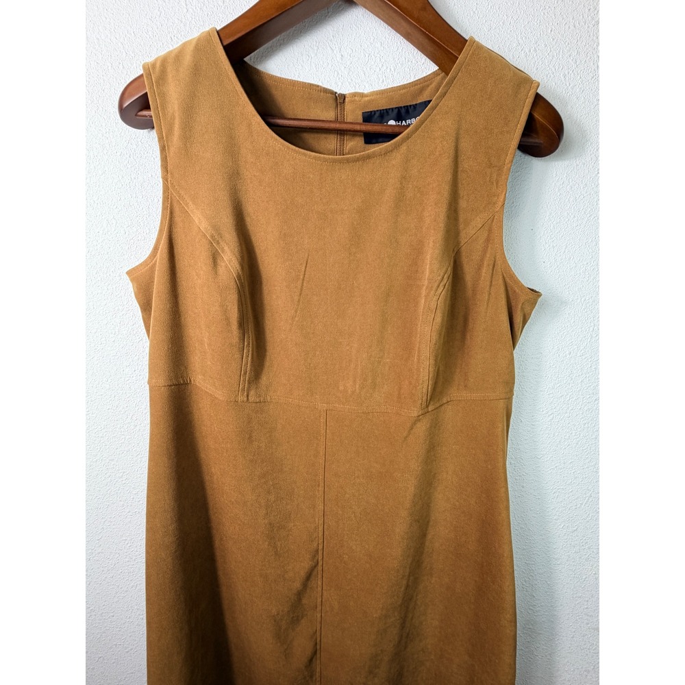 Sag Harbor Women Dress Brown 14 Faux Suede Sleeveless Midi Sheath Western Chic